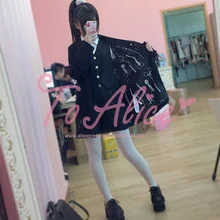 "Girl& War" женские крутые черные блейзеры в японском стиле Shoujou с огнестрельным подкладом, пальто с длинным рукавом, зимняя верхняя одежда