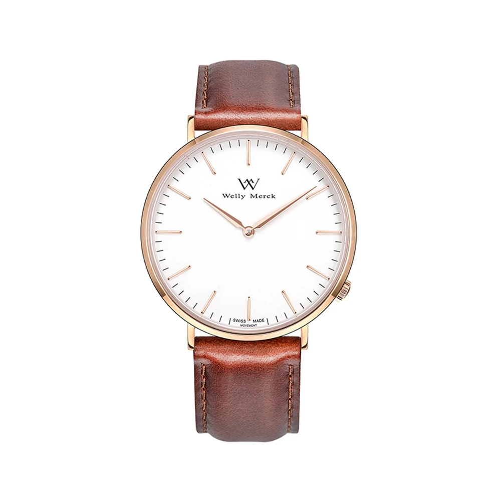 

Welly Merck Fashion High quality Quartz Leather Wrist Bracelet Casual Women Watch Ladies Wristwatch