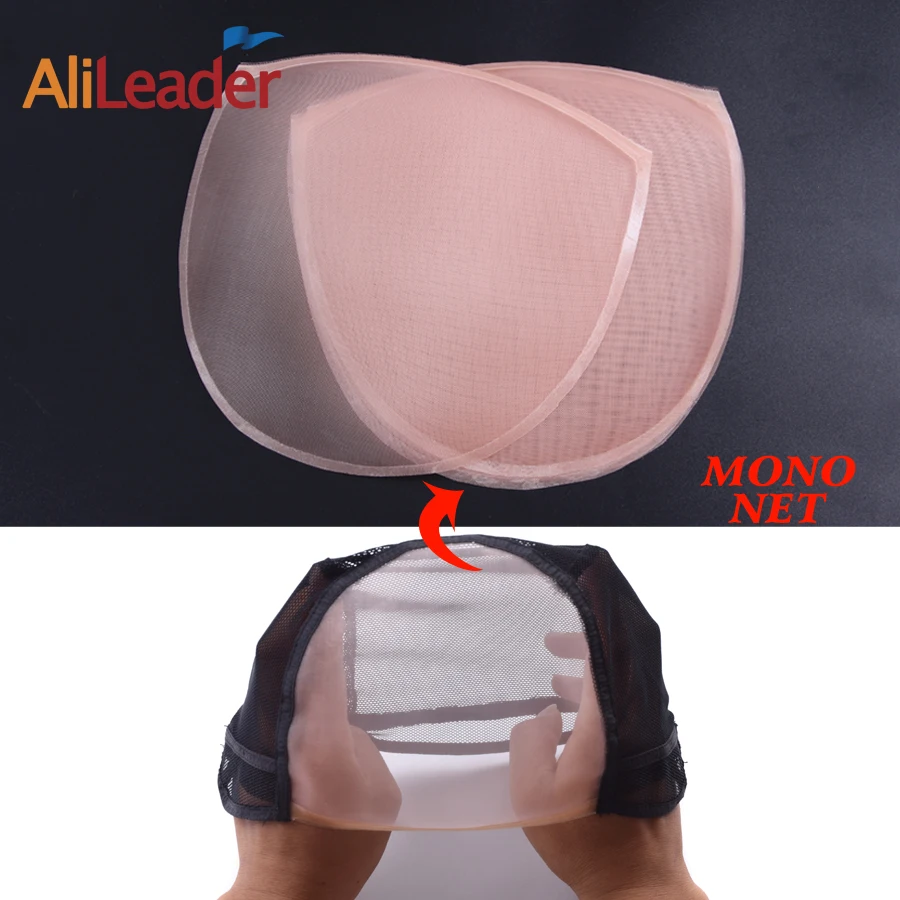 AliLeader Professional Good Quality 5*5 Swiss Lace Wig Cap Net Nude Mono Cap Net Basement Net Finished U Part Mono Cap Tools
