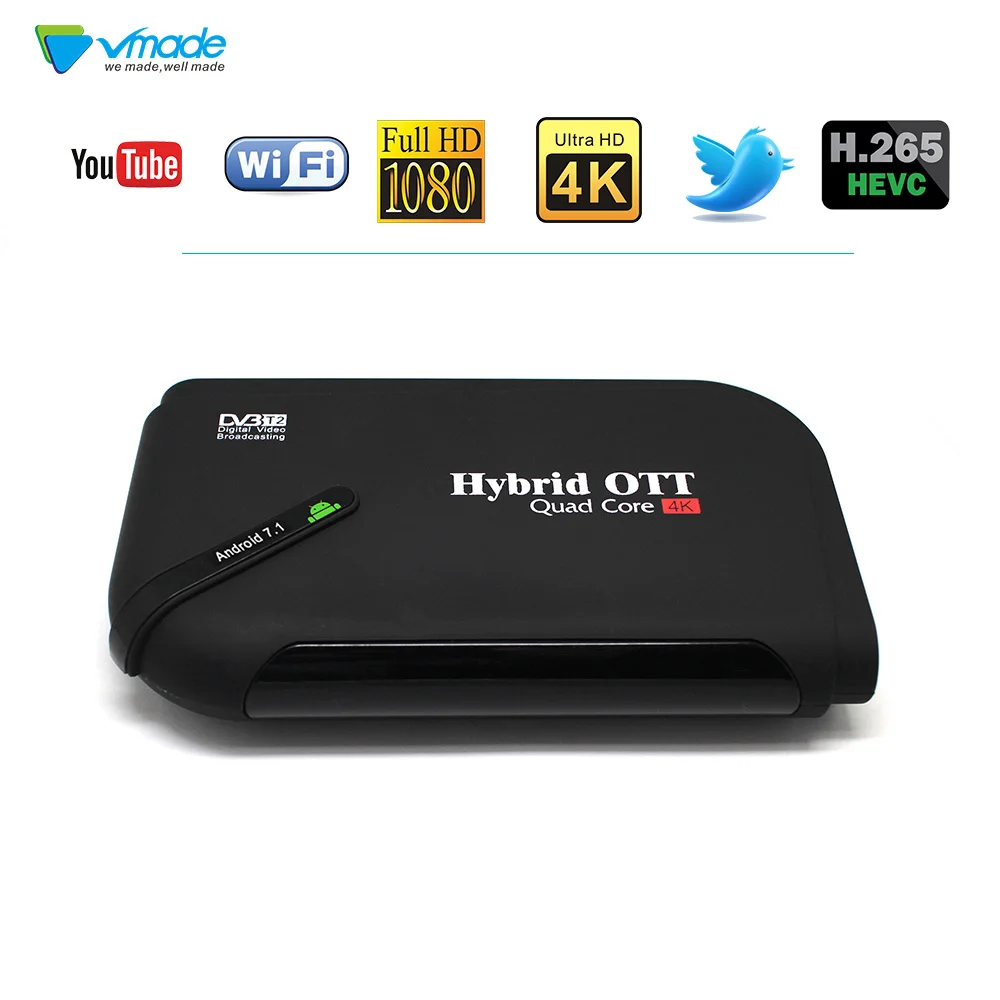 Vmade ТВ коробка DVB T2& Android ТВ коробка 4 ядра 1 ГБ 8 ГБ Amlogic S905D Поддержка H.264/H.265 MPEG-1/2/4 4K Smart Декодер каналов кабельного телевидения коробки