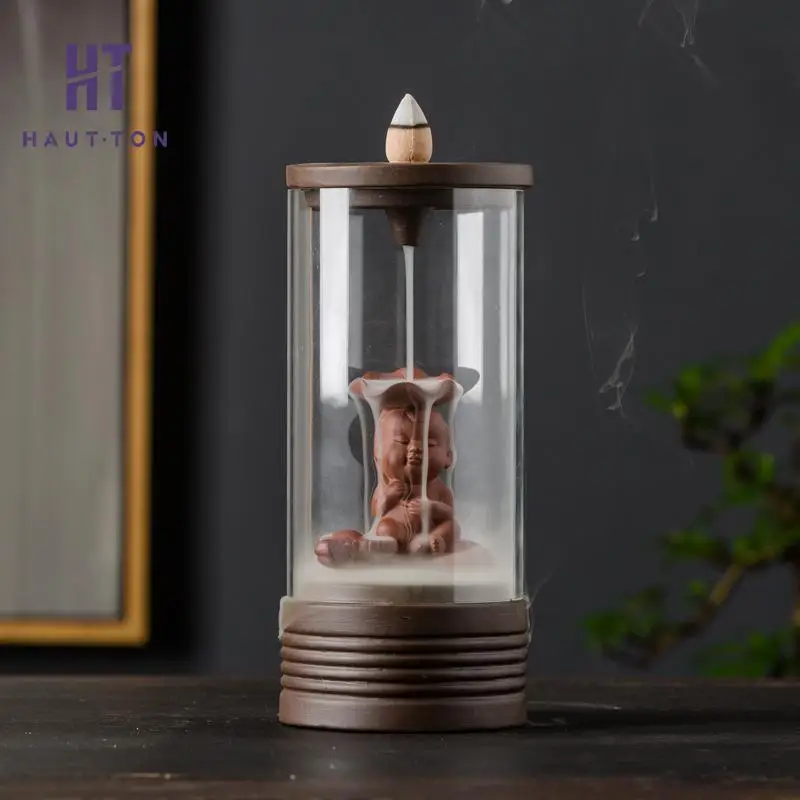 

Acrylic Transparent Cover Backflow Incense Burner Cone Incense Base Sandalwood Ceramic Crafts Creative Home Decor