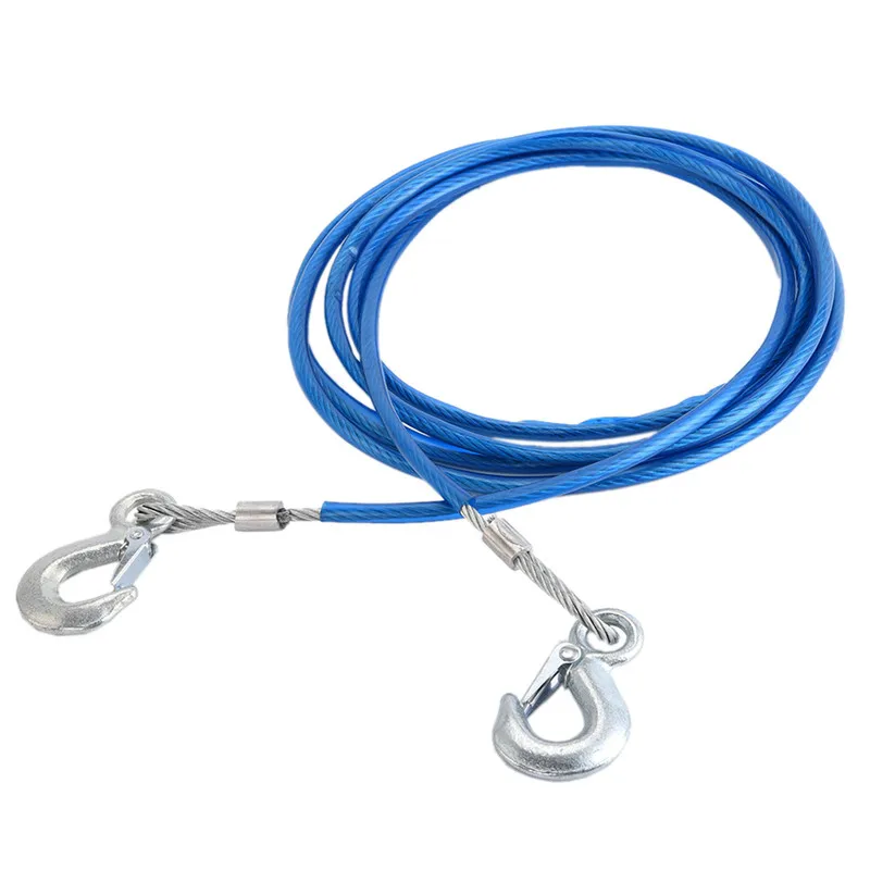 الثقيلة حبل قطر 4 m 5 طن سلك حبل السلامة هوك الصلب حبل الطوارئ سحب سيارة