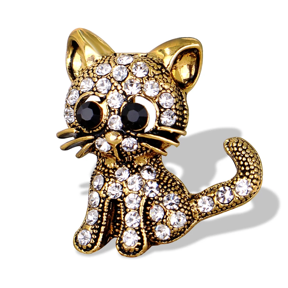 Bluelans Vintage Cute Little Cat Shape Rhinestone Brooch Pin Women Dress Scarf Accessory | Украшения и аксессуары