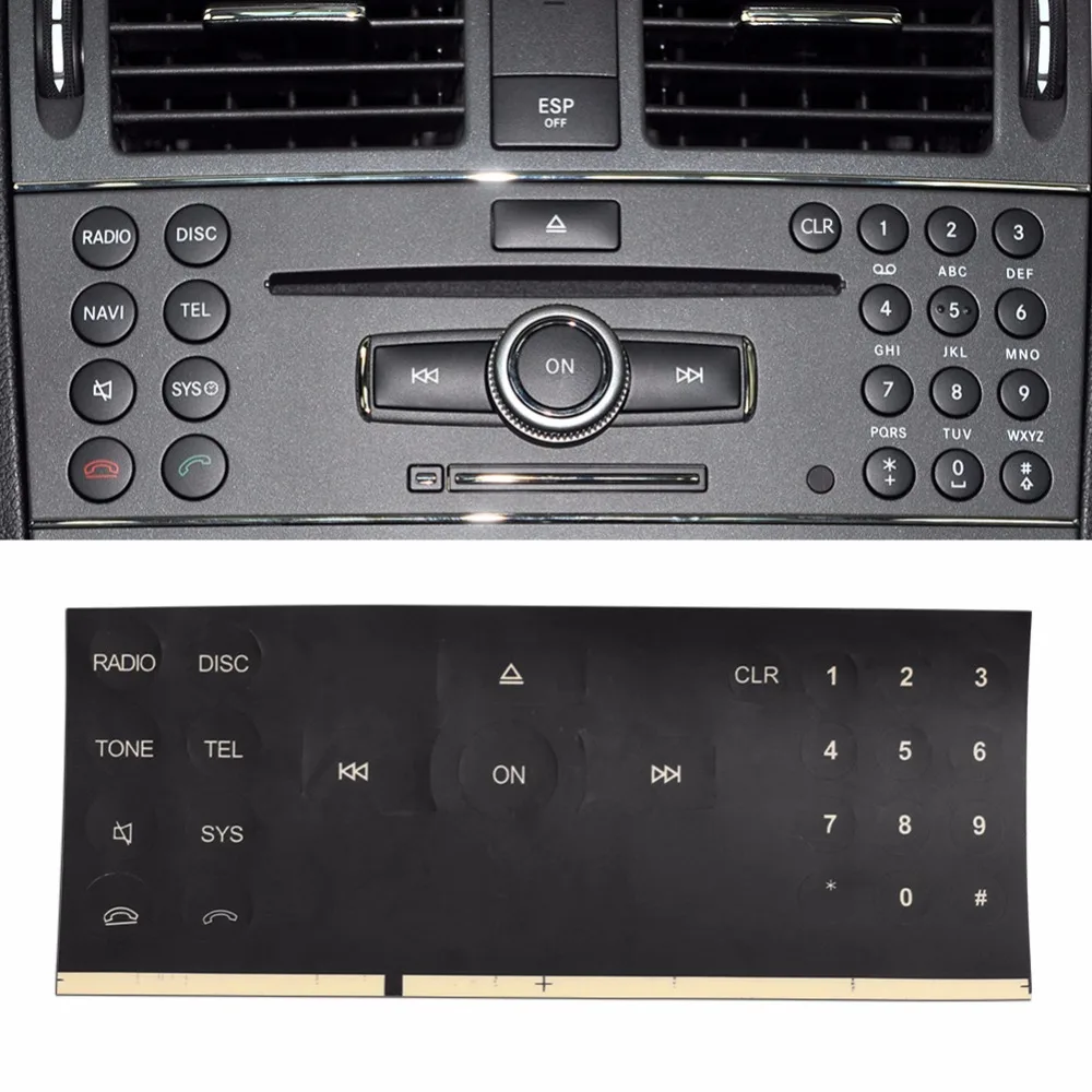 

Car Navigation Stereo Radio Switch Button Repair Stickers Decals for Mercedes Benz C/E/GLK/W Class 2007-2014 Interior Accessory
