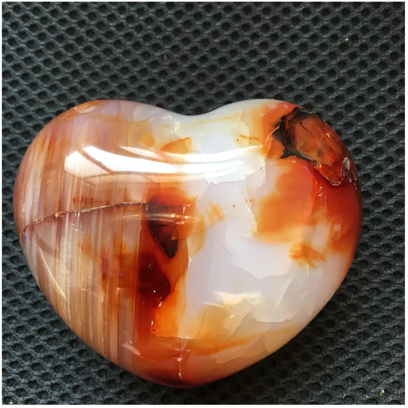 260 290g natural red agate Heart Polished Love Crystal reiki healing