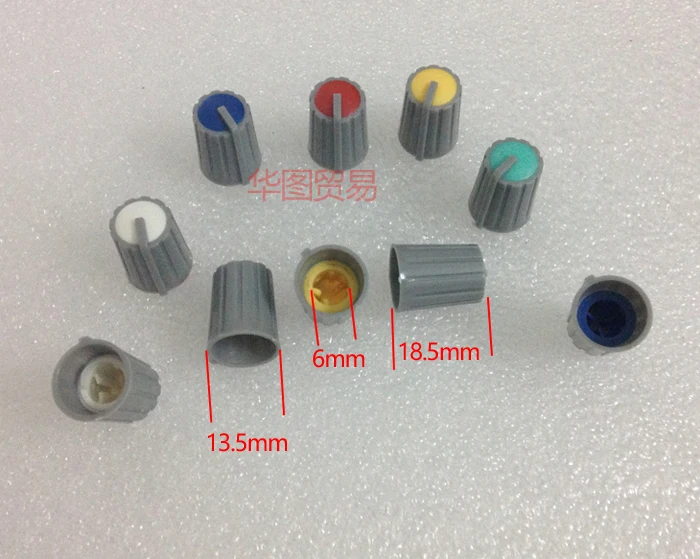 45pcs mixer Half axle potentiometer knob cap / 18.5mm * 13.5mm axle knob cap red yellow white green blue