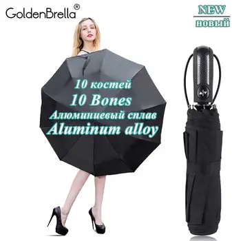 

Aluminum Alloy10ribs Automatic Windproof Umbrella Rain Women Dark Grid Business Men Umbrella Waterproof 3Folding Paraguas Paraso
