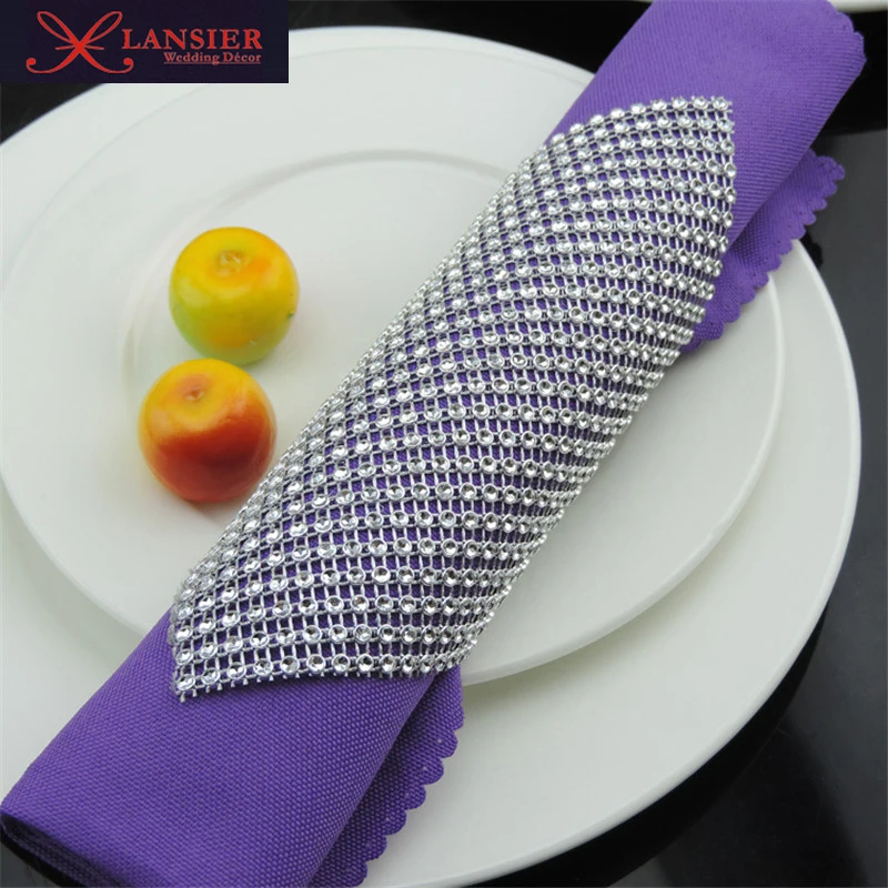 New arrival wedding table diamond napkin ring silver decorative crystal