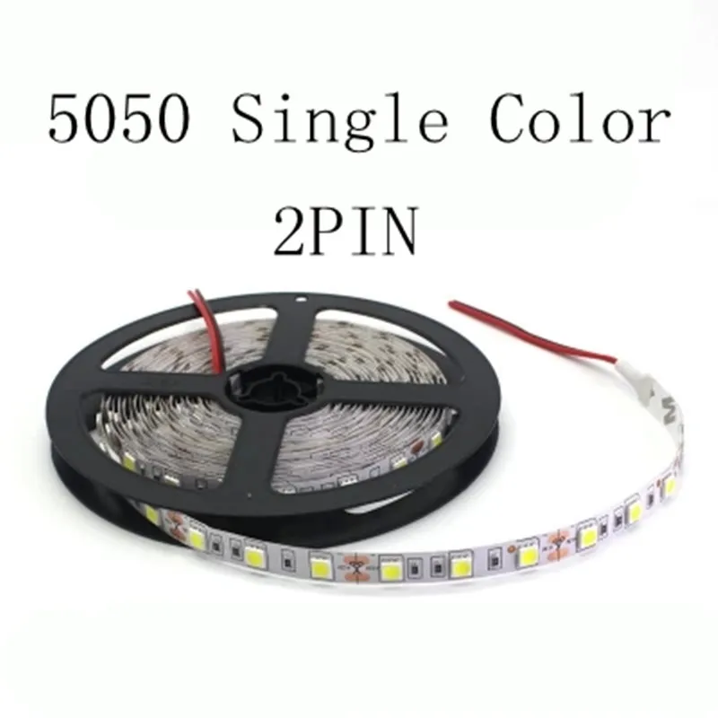

1 Roll 5M Waterproof 12V LED Strip Light 5050 RGB Pink Ice Blue Red Green Diode Tape LED Lamp Home Holiday Decoration 5M/lot