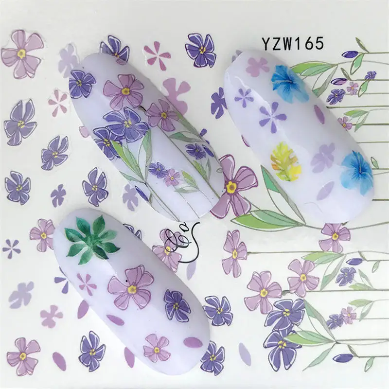 FWC, 32 дизайна, акварельные наклейки для ногтей, гео, животные, цветы, Сова, перо, переводные наклейки для ногтей, декоративные наклейки - Цвет: YZW-165