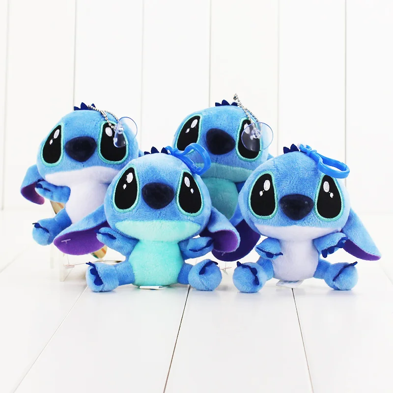 1Pcs 10cm Lilo Stitch Plush font b Toys b font Dolls with sucker keychain Soft Stuffed