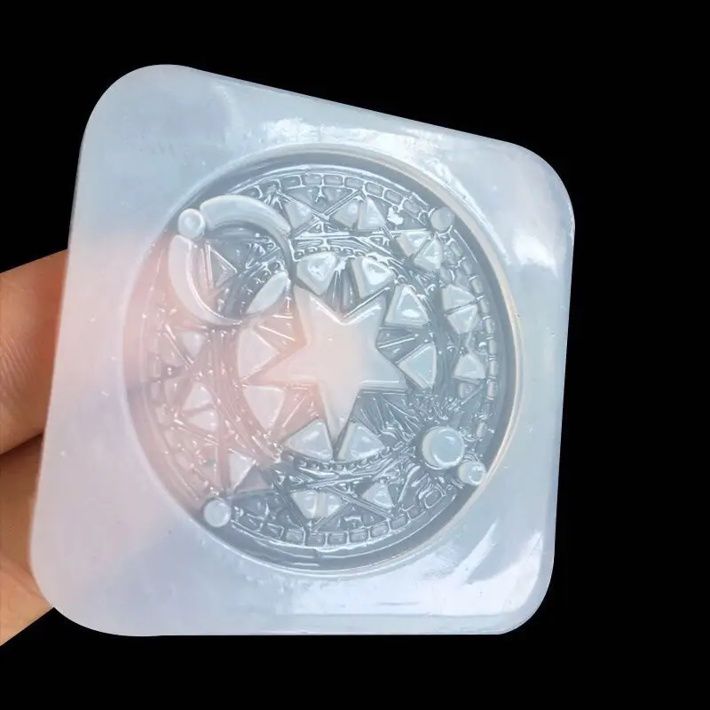 

1pcs Magic circle anime silicone resin mold making jewelry pendant with holes cartoon liquid epoxy mold accessories