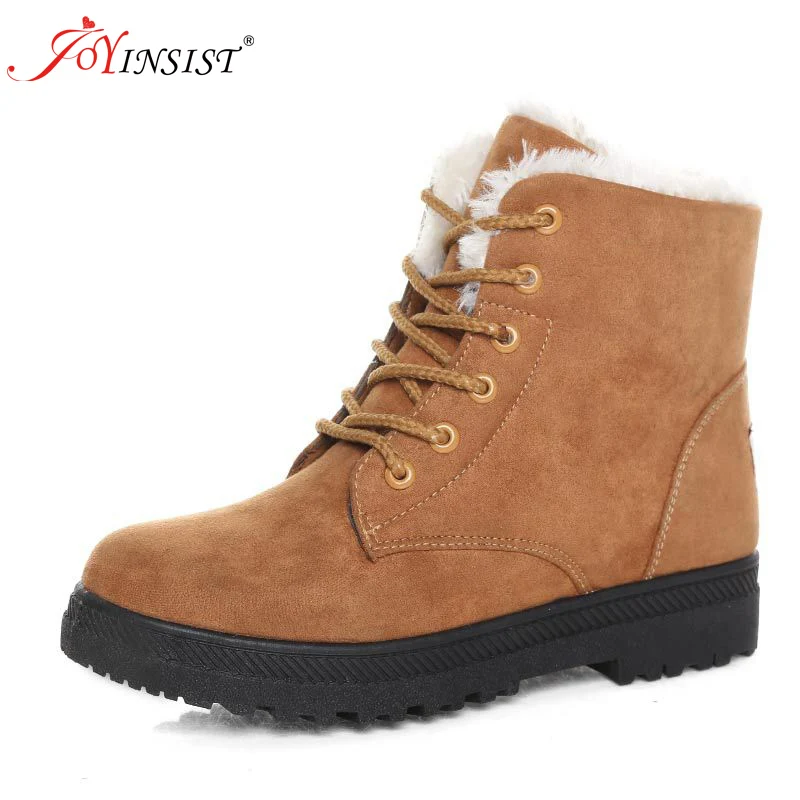 

Snow Boots 2018 Heels Suede Women Winter Boots Warm Fur Plush Insole Ankle Boot Women Shoes Lace-up Shoes Flat