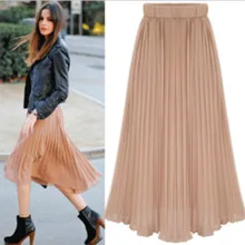 Розовая Шифоновая плиссированная трапециевидная Женская миди юбка с высокой талией, элегантные однотонные юбки для женщин s, летняя Весенняя Модная студенческая одежда