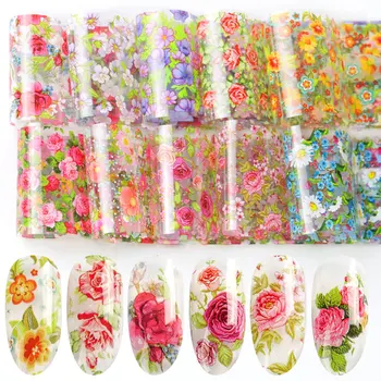 

10 pieces set nail leaf stickers varnish mix Rose flower transfer leaf nail decal sliders for Nail Art decoration manicure Desi