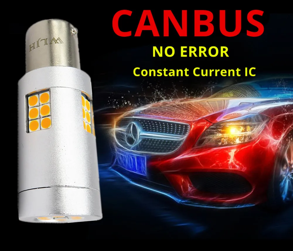 WLJH 2x CANBUS No Error 1156 7506 7528 BA15s P21W светодиодный светильник лампочка автомобильный указатель поворота светильник s неполярность Янтарный Желтый без гипервспышки