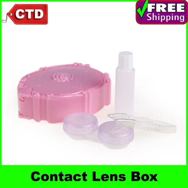 New Fashion Rose Contact Lenses Case Girl Contact Lens Box with Mirrorlens paintlens modulebox
