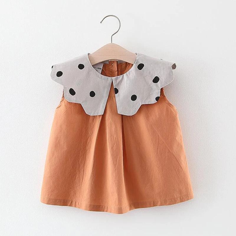 

Sweet Girls Designed Dress Summer Baby Polka Dots Ruffle Turn-down Collar Clothes For 1-3ys Baby Birthday Party Costume
