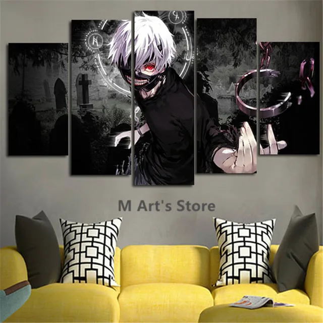 5Piece Canvas Prints Tokyo Ghoul Modular Wall Art Canvas