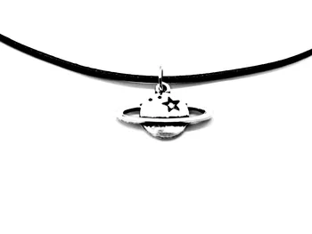 

Saturn Jupiter Earth Planet Necklace Galaxy Solar System Star Pendant Necklace UFO Space Lovers Leather Rope Necklaces