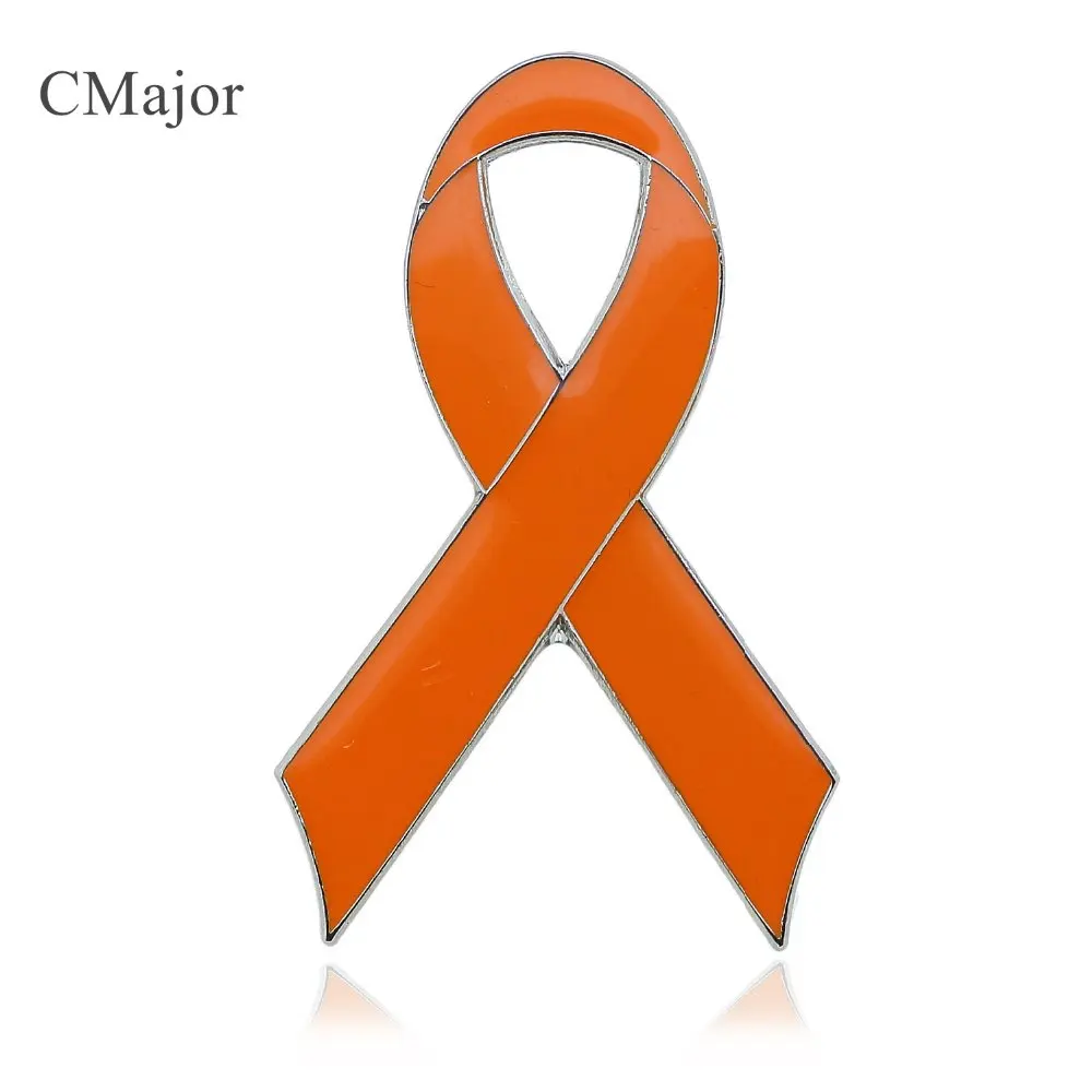 

CMajor 2.5*4cm High Quality Orange Ribbon Brooch Badge Pin For Leukemia/Hunger/Humane Treatment Of Animals/Self-injury Awareness