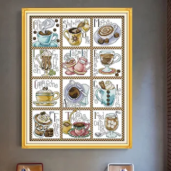 

December coffee Cross Stitch Kits living room Printed patterns canvas Embroidery Needlework set Cross-stitch DIY Home Decor