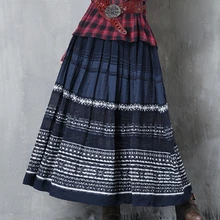 Модная женская летняя новая вышитая национальная ветровая полосатая плиссированная юбка 2211