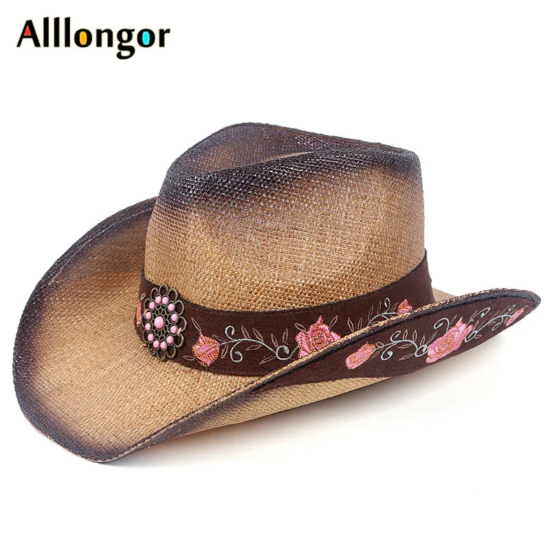Western Women Straw Cowgirl Hats for Summer