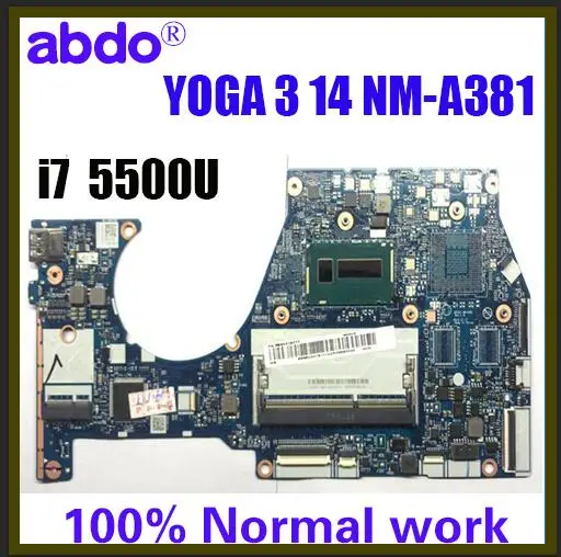 BTUU1 NM-A381 для lenovo YOGA 3 14 YOGA3 14 ноутбук материнская плата Процессор i7 5500U DDR3 тесты работы