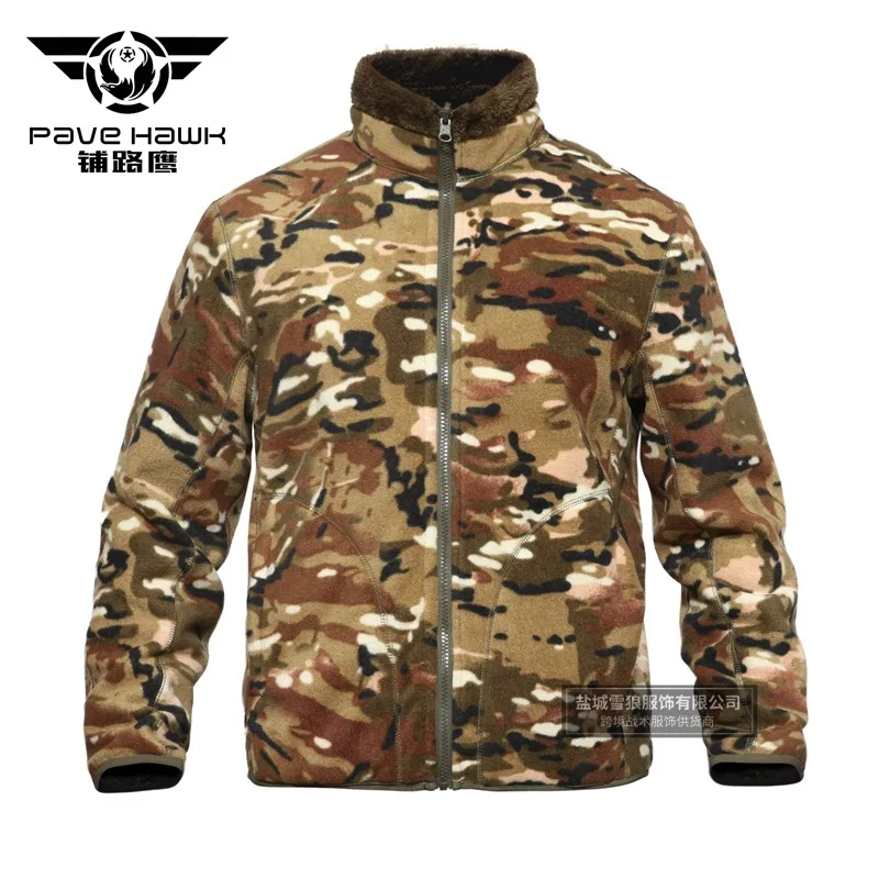 Камуфляжное тактическое толстое флисовое пальто, теплая одежда для мужчин, мужской военный свитер, Ультралегкая куртка для альпинизма, походов - Цвет: CP color