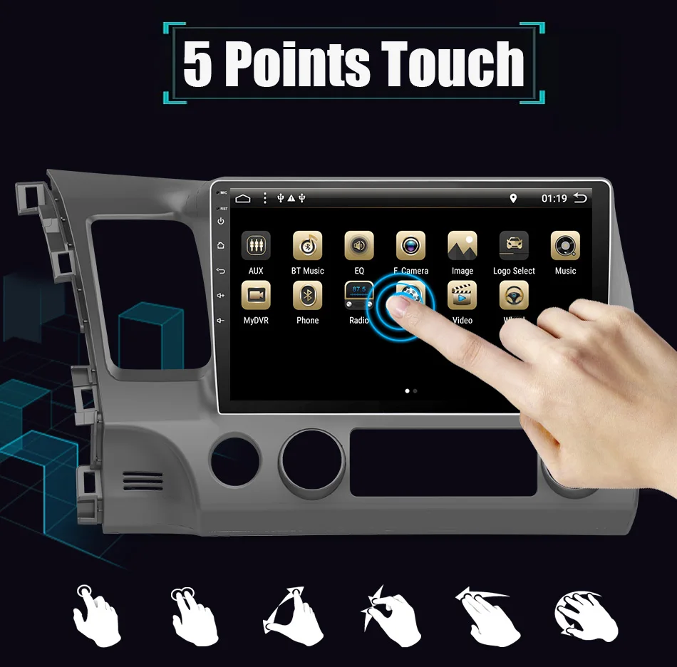 Perfect Eunavi android 8.1 car dvd gps player for honda civic 2006-2011 car radio video player gps navigation car stereo 2 din dvd 7851 6