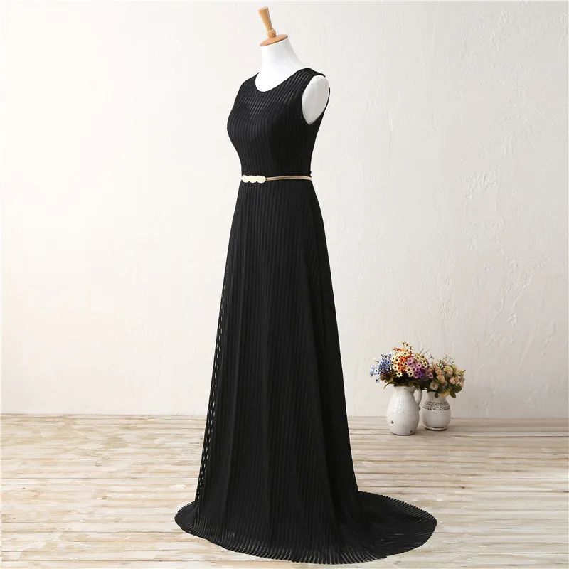 

High Quality A Line Long Evening Dress New Style Black Scoop Neck Formal Party Gown Plus Size Custom Made