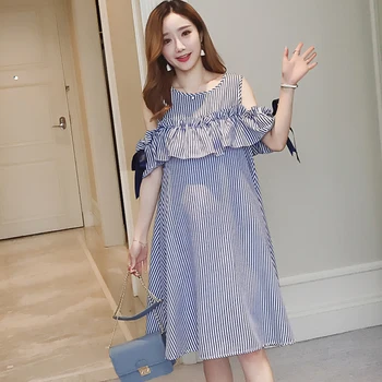 

Summer Dress For Pregnant Women Casual Stripped Pregnancy Dresses Maternity Nursing Striped Dress Pregnancy Clothes H120