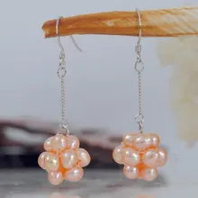 925 серебряные серьги с натуральным пресноводным жемчугом, модные ювелирные аксессуары, ювелирные изделия в форме шара, 100 пар/лот