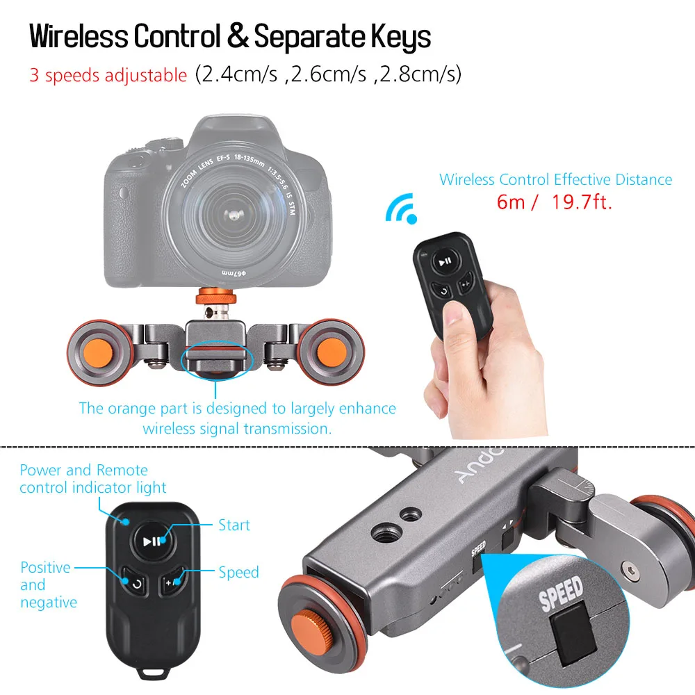 Andoer L4 PRO механизированная камера видео Долли электрический трек слайдер беспроводной пульт дистанционного управления Мини-ползунок Конькобежец для камеры