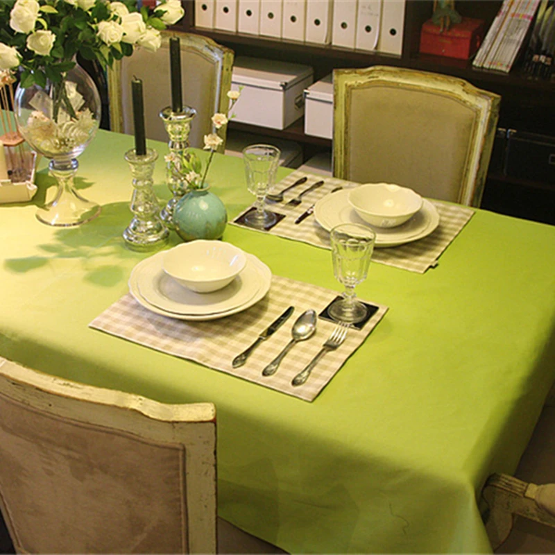 Пасторальные зеленые скатерти, одноцветная скатерть для скатерти, хлопок, скатерть из ткани для прямоугольных столов