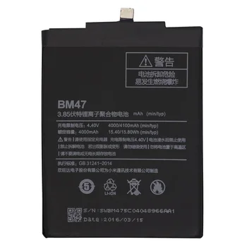 

BM47 battery For Xiaomi Redmi 3 3S 4X 3X Replacement Batteries 4000mAh High Capacity Lithium Polymer Bateria