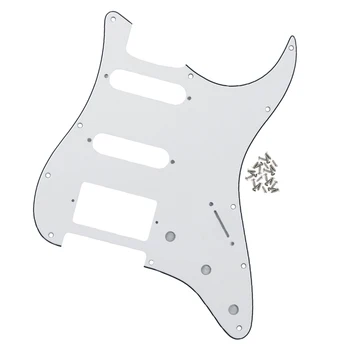 

NEW White 11 Hole SSH Guitar Pickguard Scratch Plate 3 Ply PVC w/ Screws For Strat SSH Style Guitar Parts