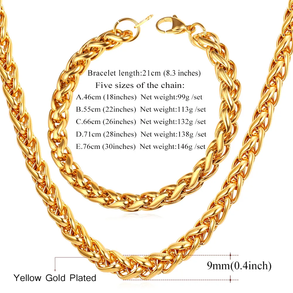 Мужской комплект из колье и браслета нержавеющей стали 9 мм|necklace bracelet set|sets for