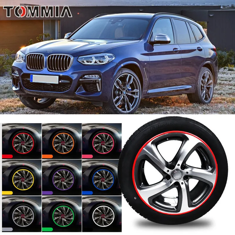 

Car Hub Trim Decoration Anti-Collision Strip Wheel Rim Protector Ring Wheel Tire Edge Changer Guard Styling stickers For BMW X3