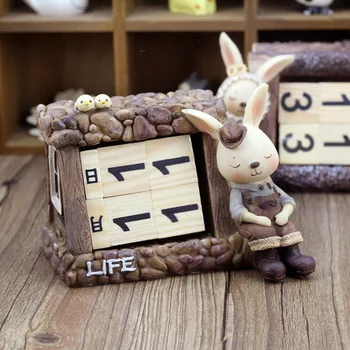 

Home Decor Creative Table Decoration Miss Rabbit Calendar Ornaments Fashion Desktop Home Accessories Resin Craft Student Gifts
