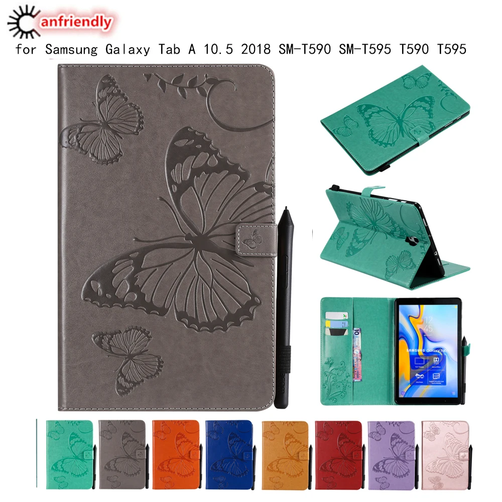 Flip Case for Samsung Galaxy Tab A 10.5 2018 SM-T590 SM-T595 T590 T595 High Quality Cover for Samsung Tab S3 10.5 card slots