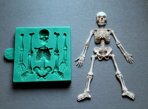 

Silicone Mould Skeleton HALLOWEEN Sugarcraft Cake Decorating Fondant fimo mold food grade molds for cake decorations