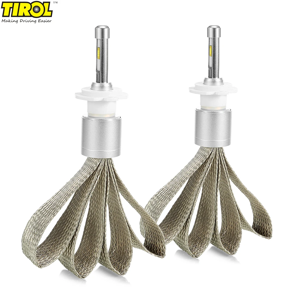 

2Pcs Tirol Car H4 LED Headlights Auto Front Bulb Automobiles 360 Degree Beam 4800LM Headlamp Aluminum Super White Light Lamps