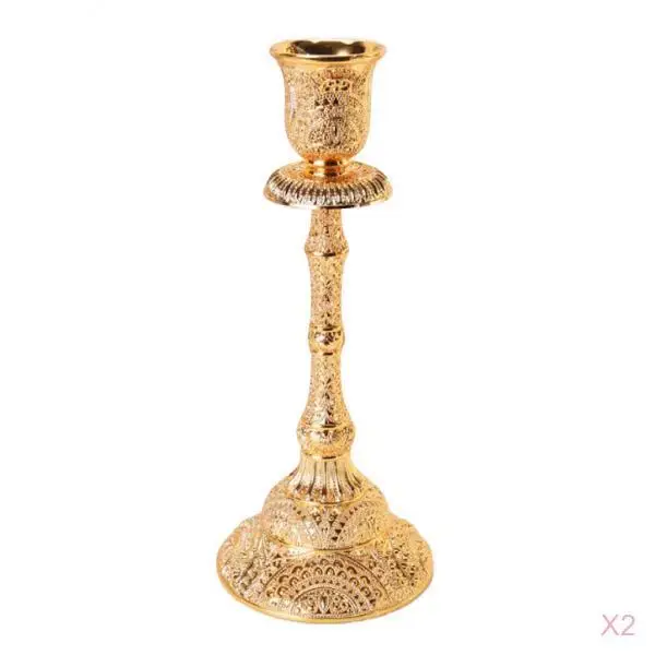 2pcs Luxurious Gold Color Candelabra Candle Holder, Single Arm Gift for Weddings, Home, Party, Spa, Votive Candle Garden