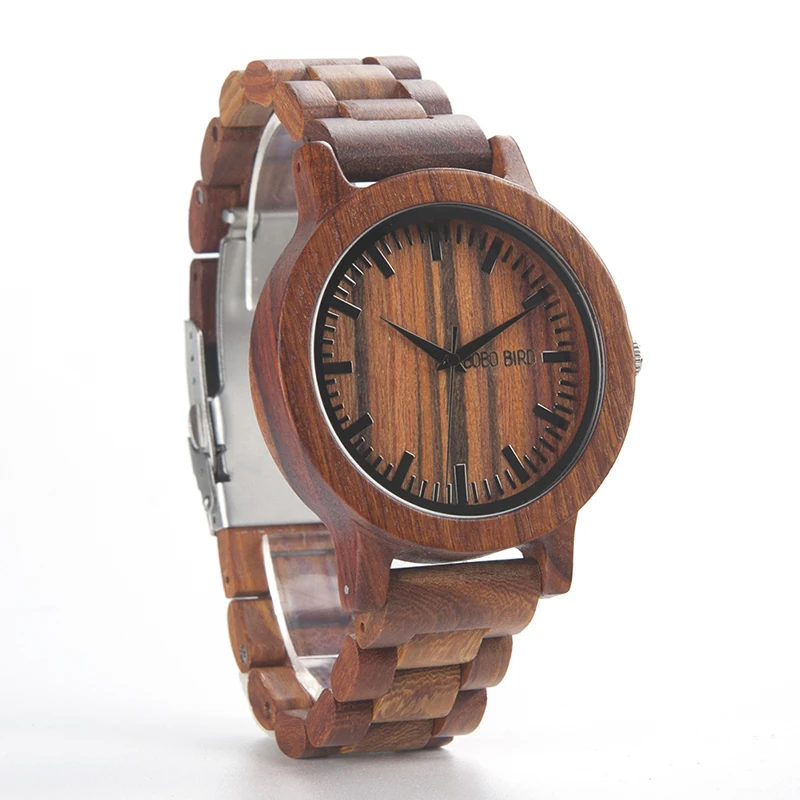 BOBO BIRD V-M10 New Arrival Mens Watch Ebony Wood Dial All Wood Quartz Wristwatch in Gift Box reloj hombre 2017