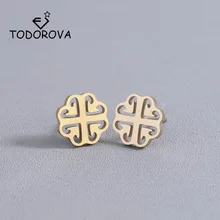 Todorova doré acier inoxydable bijoux fleur coeur boucles d'oreilles cadeaux pour femmes tendance 2018 minimaliste boucles d'oreilles(China)
