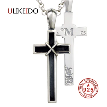 

Pure 925 Sterling Silver Jewelry Cross Charms Punk Pendants for Men And Women Thai Silver Necklace Chain Fine Gift 1334