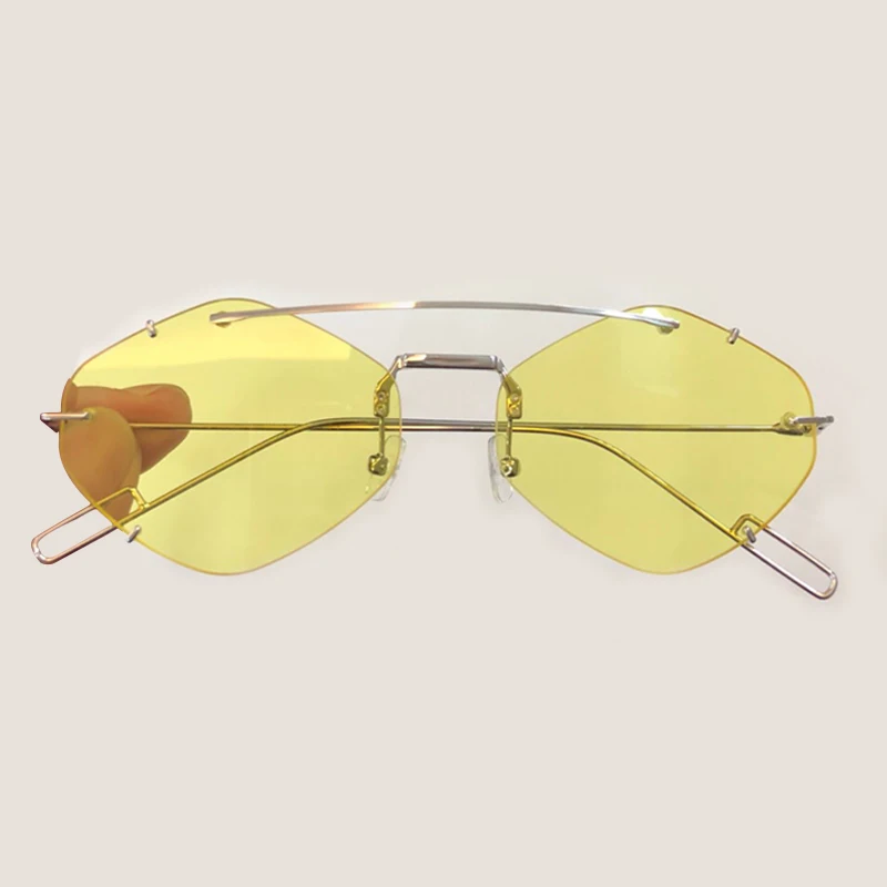 Кошачий глаз солнцезащитные очки для Для женщин 2018 Прозрачный Красочный без оправы зеркало Круглые Солнцезащитные очки для Для женщин