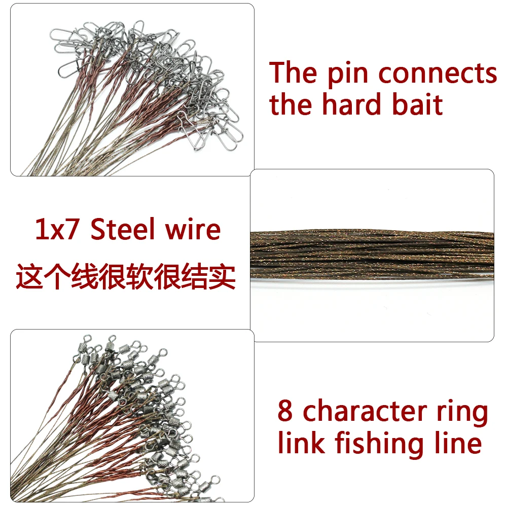 Hyaena, 50 шт., коричневая рыболовная леска из нержавеющей стали без покрытия, поводки для проволоки, 15 см, 20 см, 25 см, Трассировка, стальная проволока, тест 12 кг/26 фунтов